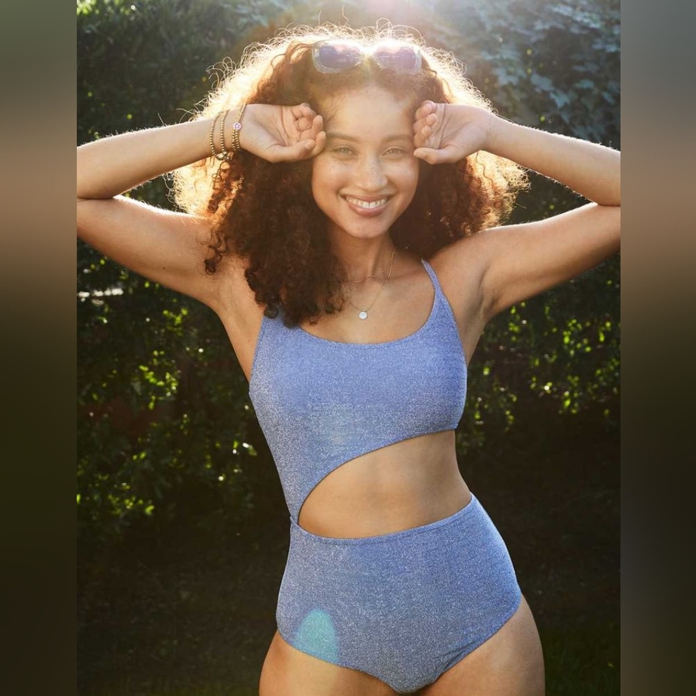 Aerie Glitter Cut Out One Piece Swimsuit